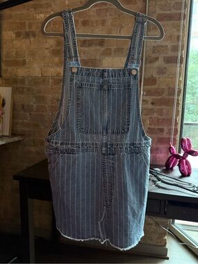 Madewell Blue Stripe Denim Overall Mini Dress